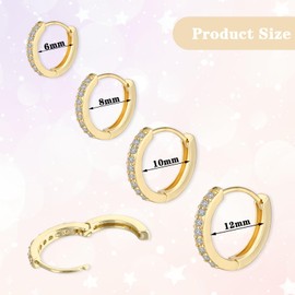 4 Pairs of Hoop Earrings Silver Earrings for Women Small Earrings Set with Zirconia Hypoallergenic Cartilage Hoop Earrings Rhinestone Hoop Earrings for Piercings Small Sleeping Hoop Earrings