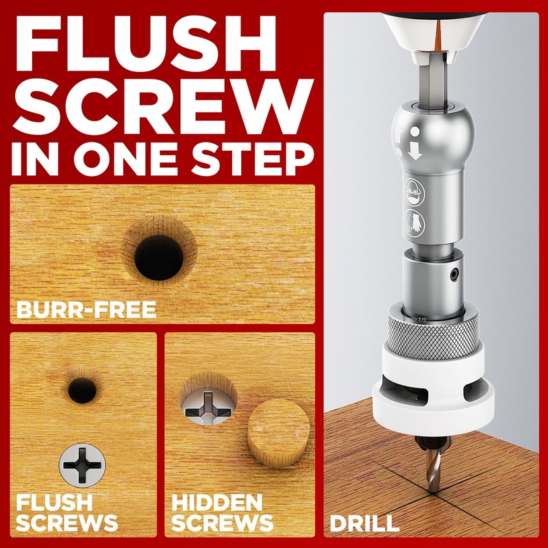 XDOVET Countersink Drill Bits Set Low Friction Depth Limiter with