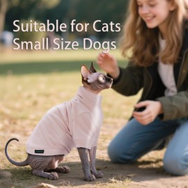 Sphynx Cat Sweater Hairless Cat Clothes Sweater Shirt Soft Warm Long Sleeves Pullover Pet Clothes Pajamas Dog Cloth for Small Dogs Jumpsuit Pet Sweaters (L-Pink, Medium)