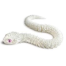 Aolcev 3D Printed Animals Snake Fidget Toys 11.8 Inch Flexible Joints Creative 3D Printed Fidget Toys Articulated Viper Snake Home Office Decor Executive Desk Autism ADHD Toy for Kids Adults-White