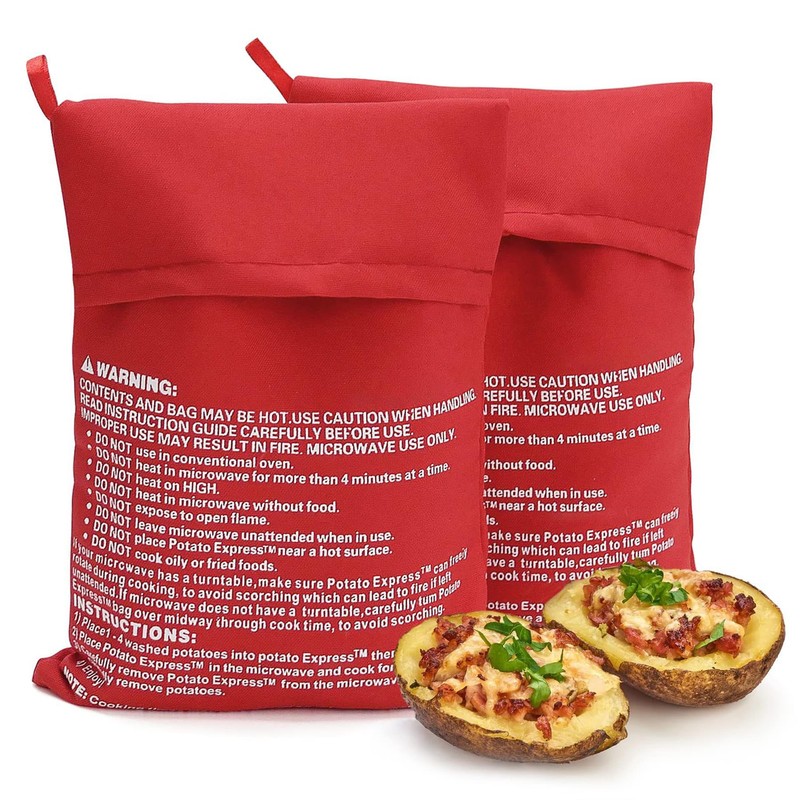 KornaDoz 2 Pack Reusable Microwave Potato Bag, Perfect Baked Potato