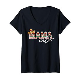 Womens Mamacita cinco de mayo tshirt with Mexican Sombrero Serape V-Neck T-Shirt