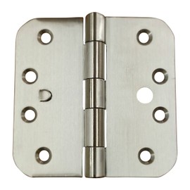 Security Door Hinges - Stainless Steel - 4 Inch with 5/8 Inch Radius - Security Tab - Arch Hole Pattern - 2 Pack