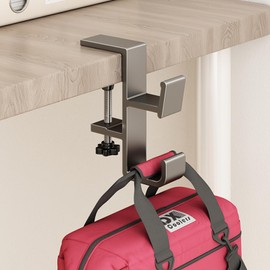 BTPIEL Desk Bag Hook, Purse Hook for Table, Aluminum Under Desk Handbag Hanger, Desk Mount Backpack Holder, Umbrellas,Headphone Holder - Gray