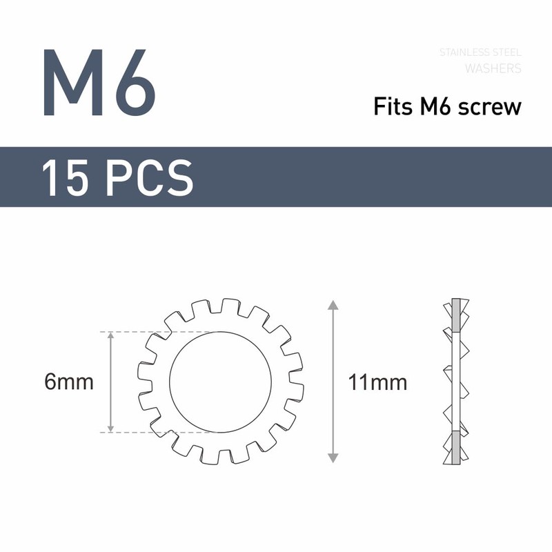 FOMGIIN Pack of 15 M6 Tooth Washer Lock Washers, 304
