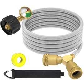 GardenNow 12FT Propane Hose with Propane Splitter 2 Way, Propane Y Splitter Adapter with Shut Off Valve, Two Way LP Gas Adapter Tee Connector for 20lb Propane Tank, Heater, Camping Stove, Gas Burners
