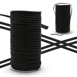 DOJA Barcelona Elastic band, pack of 1 spool of 200 m, black cord elastic, diameter 2.7 mm, polyamide and elastane, durable elastic cord for bracelets, rubber rope for sewing.