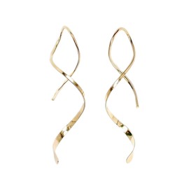 Swirl Earrings for Women, Stainless Steel Spiral Dangle Earrings for Women Trendy, Spiral Threader Earrings - Hypoallergenic Earrings for Women - Gold