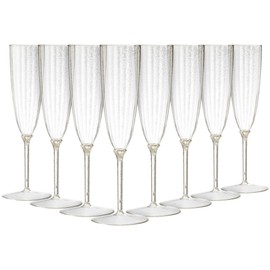 DecorLine Silver Glitter Champagne Cup - 6 Oz. (8 Count) - Elegant Party Goblets for Celebrations and Events