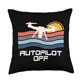 Drone Autopilot Off Camera 4K on Quadcopter Retro Vintage Throw Pillow