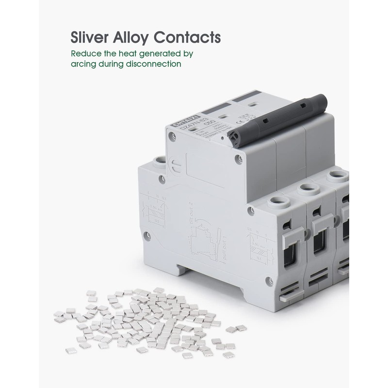 Chtaixi 3 Pole DIN Rail Mount Circuit Breaker, 63 Amp
