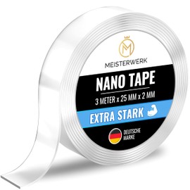 MEISTERWERK - Double-Sided Nano Tape [Extra Strong] - Glue-Free & Traceless Thanks to Gecko Effect I Non-Slip - Washable & Reusable
