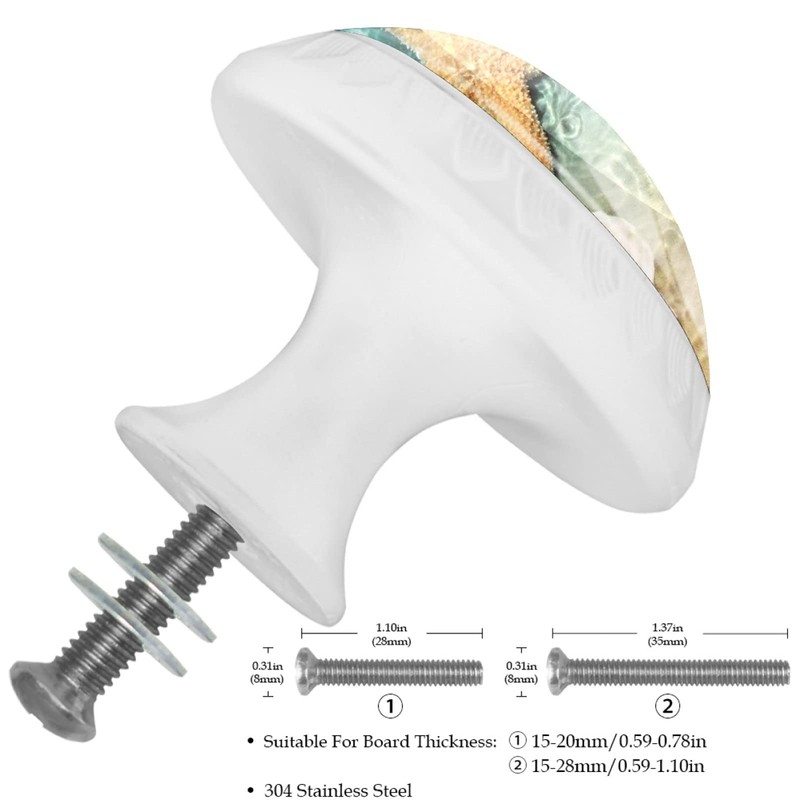 4 Pack Dresser Drawer Cabinet Knobs Beach Starfish Seashell Round