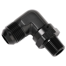 Podavelle 12AN Male Flare to 1/2 NPT Pipe Swivel 90 Degree Fitting Adapter Connector Aluminum Black