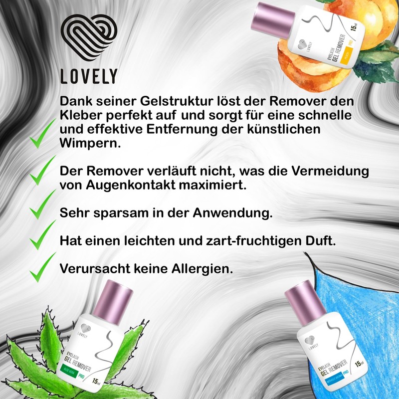 LOVELY Gel Remover for Eyelash Extension, 15 ml, Odourless, Quick