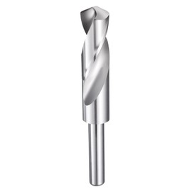 sourcing map 21.5mm Drill Bit 1/2" Reduced Shank Round 4241 High Speed Steel Uncoated (Bright) 118° Standard Point for Plastic Wood Copper Aluminum Iron Medium Soft Metal