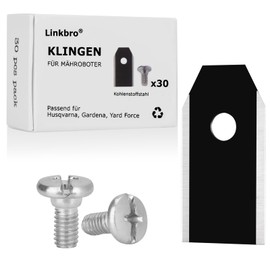 30 x Titanium Blade Blades, Linkbro Robotic Lawnmower Replacement Blades with 30 Screws for All Gardena Robotic Lawnmower Husqvarna Automower, Lawn Mower Blades