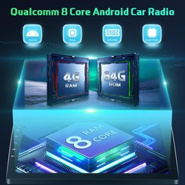 [Qualcomn 8 Core 4+64G] Double Din Android Car Radio with Wireless Carplay and Android Auto - 10 Inch Car Stereo with 1280 * 720 IPS Touchscreen - DSP/GPS/WiFi/SWC/Bluetooth + AHD Backup Camera