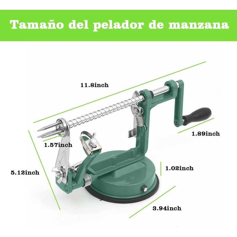 Pelador de Manzana, Máquina Rebanador de Patatas Manual Multifunción Verde