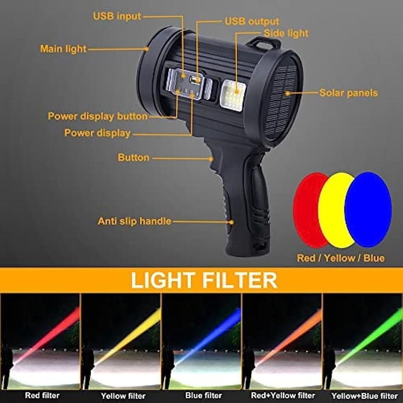 Farsee Linterna Recargable 200000 Lumens, IPX6 Impermeable Luz Militar, Linterna