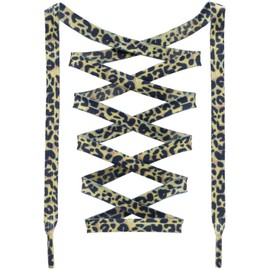 DANHUA Colorful Flat Shoe Laces: 2 Pair 47Inch Brown Leopard Printed Shoelaces for Sneakers