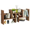 MyGift Adjustable Desktop Shelf, Deluxe Rustic Burnt Solid Wood Stackable