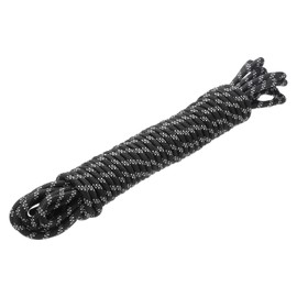 sourcing map Polypropylene Rope Diamond Braid Nylon Cord 1/4" 50ft/15m High Strength for Indoor Outdoor Camping Boating Clothes Line - 6mm,Black/White