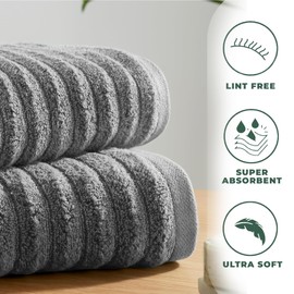 Towelogy Bamboo Hand Towels 2-Pack 50x80 cm Premium Quality Soft and Absorbent Towels for Hotel Spa Bathroom | OEKO-TEX CERTIFIED (2, Charcoal)
