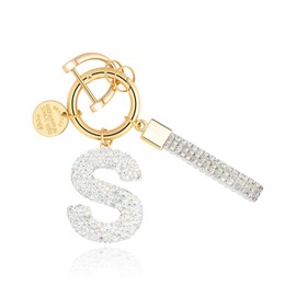 DLCOFOUND Alphabet Initial Letter Car Keychain with Sparkly Rhinestone Bling Gifts for Woman Backpack Bag Charm Decoration