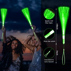 YOFOBU 72 PCS Green Fiber Optic Wands Glow Fiber Wands Bulk LED Light Up Wands with 3 Flashing Modes LED Flashing Sticks for Christmas New Year St. Patrick’s Day Easter Wedding Bridal Shower Carnival