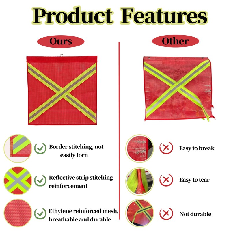 Safety Flags for Trucks 18 x 18 Inch, 4 Pack