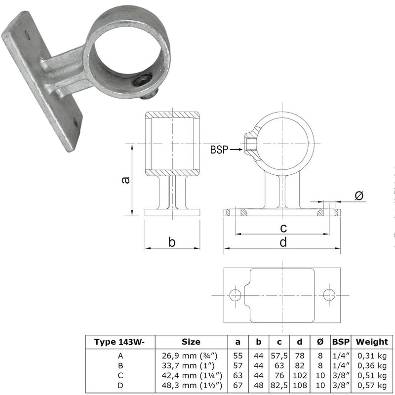 WITTKOWARE Pipe Connector Made of Galvanised Malleable Cast Iron for