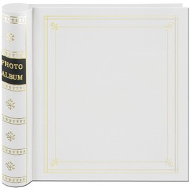 Pioneer Photo 200-Pocket Coil Bound Cover Photo Album for 4 by 6-Inch Prints, White Leatherette with Gold Accents (BDP-246/W)