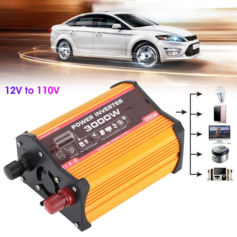 3000W Power Inverter Auto AC Converter Modified Sine Car Adapter