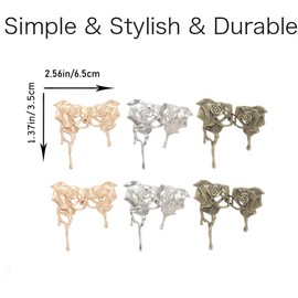 Pant Waist Tightener, 6 Sets Adjustable Rose Button for Jeans, Instant Removable Jean Buttons for Loose Jeans, No Sewing Required Pant Clips for Waist Tightener, Button Pins for Pants