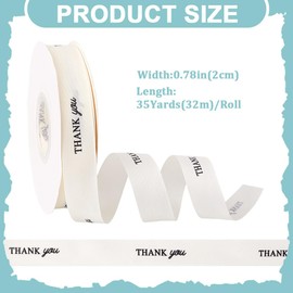 HOBBIESAY 35 Yards(32m) Thank You Ribbon 0.79 Inch Single Face Satin Ribbon White Valenties Fabric Ribbon for Gift Wrapping Flower Bouquet Wrapping Birthday Gifts Baking Valentine Ribbons