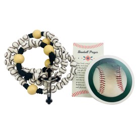 Westmon Works Baseball Rosary Deluxe Set Sports Ball Beads with Holy Card in a Protective Jar