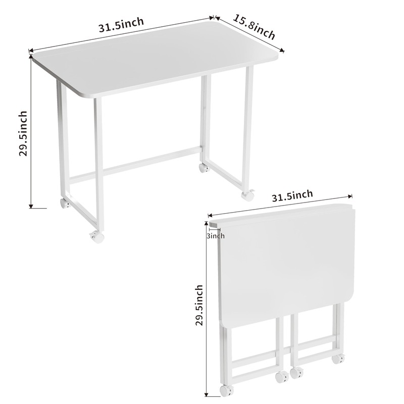 Serxis Folding Desk,Not Require Assembly,Small Foldable Desk 31.5" for Small