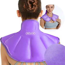 REVIX Ice Wrap for Neck and Shoulder, Long-lasting Cooling Gel Cold Pack, Soft and Reusable with Freezer Storage Bag - Color: Purple