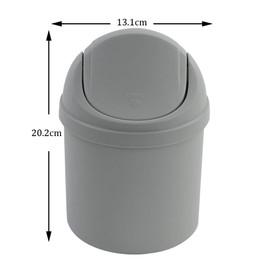 Zerdyne 2 L Plastic Mini Trash Can with Swing-Top Lid, Grey Desktop Garbage Bin