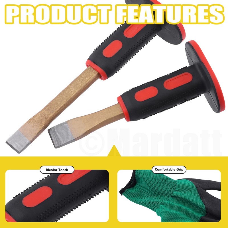 Mardatt 5Pcs Heavy Duty Masonry Chisel Set with Hand Guard