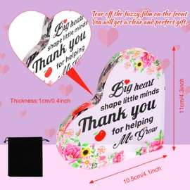 HOWAF Thank You Teachers Gift Desk Decor, Teacher Appreciation Acrylic Sign for Teachers Day Gift Choice, Heart Shape Floral Acrylic Ornaments for Men Women Teachers