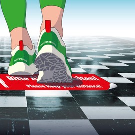 Floor Sticker | Stop! Please Wait Here Sticker | Round - 30 cm | Non-Slip and Non-Slip | Waterproof Floor Sticker | Warning Notice Corona Safety Distance (Yellow/Black)