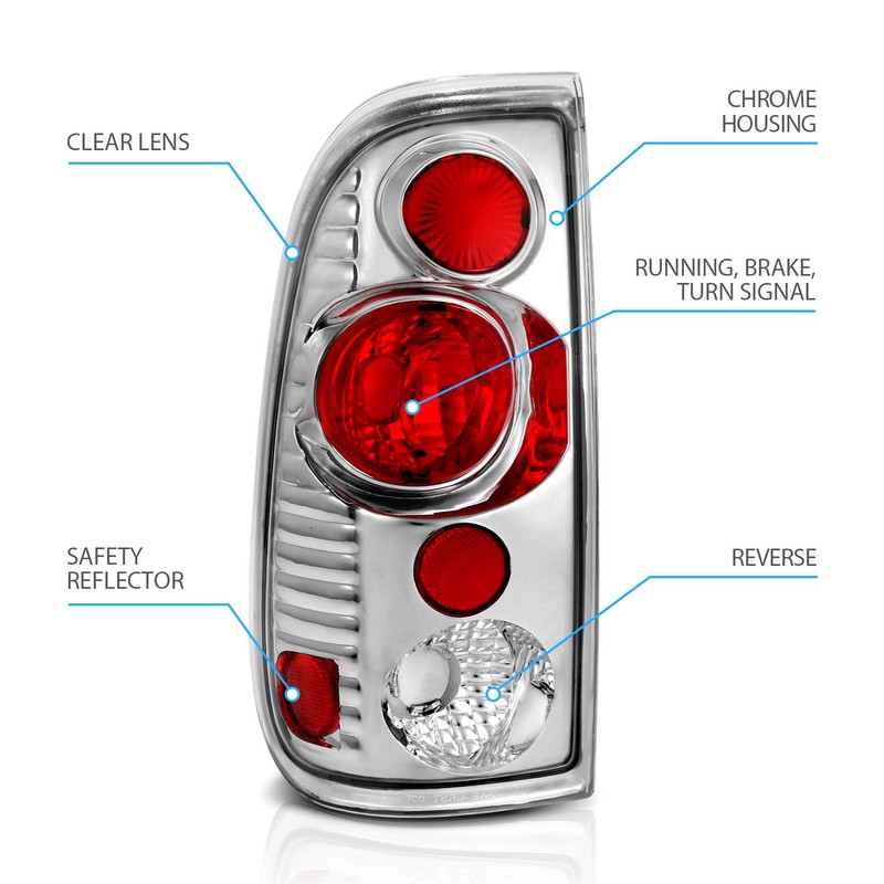 AmeriLite Chrome Euro Tail Lights for Ford F-Series - Passenger