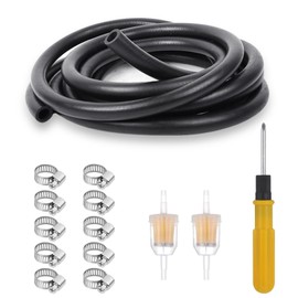 Fuel Line Hose 8mm Inner Dim Fuel Pipe Line, 2m Thickened Fuel Pipe Fuel Hose with 2 Fuel Filters and 10 Hose Clamps for Car Tractor Motorcycle Small Engines