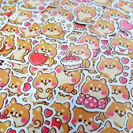 hanairo Flake Seals, Large Quantity 100 Piece Set, Notebook, Diary, Album, Handmade Stickers, Stylish (Shiba Inu)