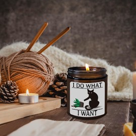ISANOU I Do What I Want,Black Funny Cat Gifts for Women,Birthday Gift,Christmas,Cedar Fragrance Scented Candles