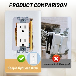 hongbo 10-Pcs Wall Plate Spacer,Thicker Outlet Spacers for Electrical Box,Flush Fit Device Leveling Plate for Loose Outlet Plug and Electrical Outlet Switches Repair,Flush Fit Device Leveling Plates