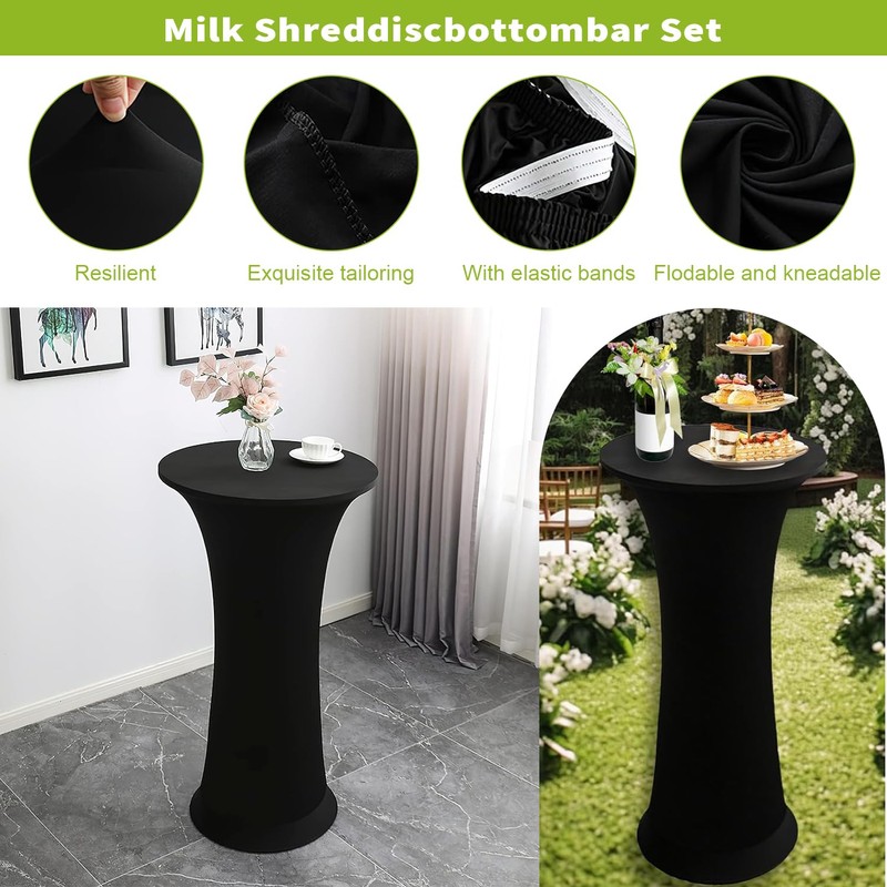 Funvalley Surperfect 2 PCS Spandex Cocktail Table Cover,Tablecloth Fitted Stretch