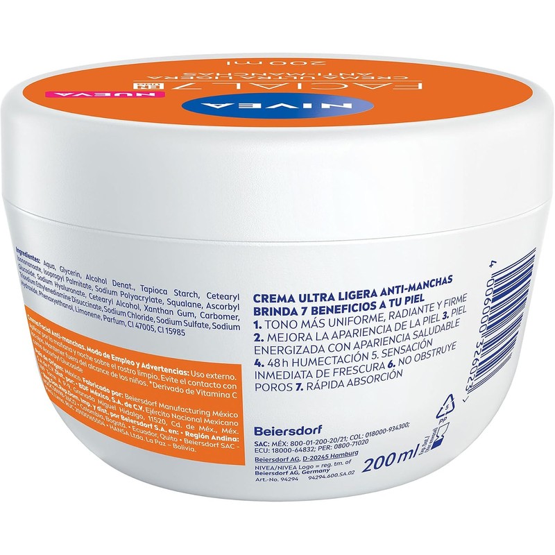 NIVEA Cuidado Facial 7en1 Anti-Manchas con Vitamina C 200ML